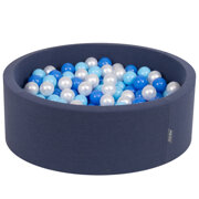 KiddyMoon Baby Foam Ball Pit with Balls 7cm /  2.75in Made in EU, Dark Blue: Babyblue/ Blue/ Pearl