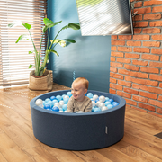 KiddyMoon Baby Foam Ball Pit with Balls 7cm /  2.75in Made in EU, Dark Blue: White/ Grey/ Babyblue/ Powder Pink