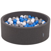 KiddyMoon Baby Foam Ball Pit with Balls 7cm /  2.75in Made in EU, Dark Grey: Grey/ White/ Blue