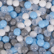 KiddyMoon Baby Foam Ball Pit with Balls 7cm /  2.75in Made in EU, Dark Grey: Grey/ White/ Transparent/ Babyblue