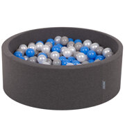 KiddyMoon Baby Foam Ball Pit with Balls 7cm /  2.75in Made in EU, Dark Grey: Pearl/ Grey/ Blue