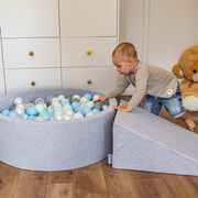 KiddyMoon Baby Foam Ball Pit with Balls 7cm /  2.75in Made in EU, Dark Grey: Powder Pink/ Pearl/ Gold