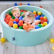 KiddyMoon Baby Foam Ball Pit with Balls 7cm /  2.75in Made in EU, Mint: Light Green/ Yellow/ Powder Pink
