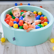 KiddyMoon Baby Foam Ball Pit with Balls 7cm /  2.75in Made in EU, Mint: Pastel Beige/ Pastel Yellow/ White/ Mint/ Light Pink