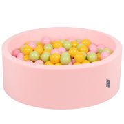 KiddyMoon Baby Foam Ball Pit with Balls 7cm /  2.75in Made in EU, Pink: Light Green/ Yellow/ Powder Pink