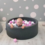 KiddyMoon Baby Foam Ball Pit with Balls 7cm /  2.75in Made in EU, Pink: Pastel Beige/ White/ Pearl