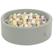 KiddyMoon Baby Foam Ball Pit with Balls 7cm /  2.75in, Sage:  Pastel Beige/ Green-Grey/ Pastel Yellow/ White