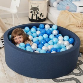 KiddyMoon Baby Foam Ball Pit with Balls 7cm /  2.75in Square, Light Grey: Lt Turquoise/ White/ Transparent/ Turquois