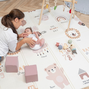 KiddyMoon Baby Play Mat Double-Sided Foam Mat For Kids Crawling Mat For Children Encourages Imagination Colourful Patterns Play Area Foldable Ideal for Indoors and Outdoors, Brown-Elephant