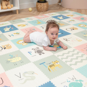 KiddyMoon Baby Play Mat Double-Sided Foam Mat For Kids Crawling Mat For Children Encourages Imagination Colourful Patterns Play Area Foldable Ideal for Indoors and Outdoors, Brown-Sea