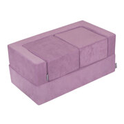 KiddyMoon Children's Foam Sofa with Two Poufs For Kids Comfortable and Lightweight Playroom Set Ribbed Fabric Removable Covers Perfect for Rest and Creative Play, Purple, Sofa/Pouf