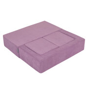 KiddyMoon Children's Foam Sofa with Two Poufs For Kids Comfortable and Lightweight Playroom Set Ribbed Fabric Removable Covers Perfect for Rest and Creative Play, Purple, Sofa/Pouf