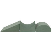 KiddyMoon Foam Playground Velvet Obstacle Course for Toddlers and Kids - Wedge / Ramp / Halfshaft, Forest Green