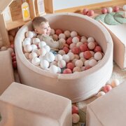 KiddyMoon Foam Playground Velvet for Kids with Round Ballpit ( 7cm/ 2.75In) Soft Obstacles Course and Ball Pool, Certified Made In The EU, Sand Beige:  Brown/ Copper/ Pastel Beige/ Salmon