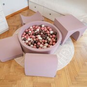 KiddyMoon Foam Playground for Kids with Round Ballpit ( 7cm/ 2.75In) Soft Obstacles Course and Ball Pool, Certified Made In The EU, Heather:  Brown/ Copper/ Pastel Beige/ Salmon