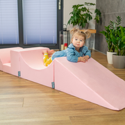 KiddyMoon Foam Playground for Kids with Round Ballpit ( ∅ 7cm/2.75In) Soft Obstacles Course and Ball Pool, Certified Made In The EU, pink:pink:pastel beige/pastel yellow/white/mint/powder pink, Ballpit (300 Balls) + Version 1