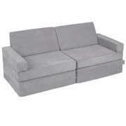 KiddyMoon Foam Sofa for Children Multifunctional Mattress Armchair Kids Foldable  Bed Folding Toddler Couch Chair for Playroom Bedroom Living Room, Dark Grey