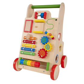 KiddyMoon Interactive Wooden Baby Walker for Children WK, Multicolored