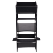 KiddyMoon Kitchen Helper For Kids Step Stool Learning Tower for Children Learning Chair Adjustable Height Level Montessori Furniture, Babies Kitchen Gadgets, ST-003, Black, 91,5x39,3x49,4