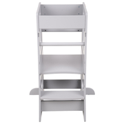 KiddyMoon Kitchen Helper For Kids Step Stool Learning Tower for Children Learning Chair Adjustable Height Level Montessori Furniture, Babies Kitchen Gadgets, ST-003, Grey, 91,5x39,3x49,4