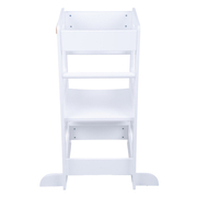 KiddyMoon Kitchen Helper For Kids Step Stool Learning Tower for Children Learning Chair Adjustable Height Level Montessori Furniture, Babies Kitchen Gadgets, ST-003, White