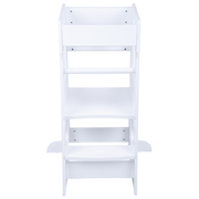 KiddyMoon Kitchen Helper For Kids Step Stool Learning Tower for Children Learning Chair Adjustable Height Level Montessori Furniture, Babies Kitchen Gadgets, ST-003, White