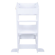 KiddyMoon Kitchen Helper For Kids Step Stool Learning Tower for Children Learning Chair Adjustable Height Level Montessori Furniture, Babies Kitchen Gadgets, ST-003, White, 91,5x39,3x49,4