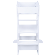 KiddyMoon Kitchen Helper For Kids Step Stool Learning Tower for Children Learning Chair Adjustable Height Level Montessori Furniture, Babies Kitchen Gadgets, ST-003, White, 91,5x39,3x49,4