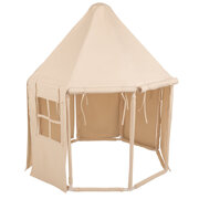 KiddyMoon Play Tent for Kids Pavilion Playhouse Cotton Fabric Indoor Outdoor Use Foldable Design Easy Assembly And Storage Perfect For Play Relaxing And Imaginative Adventures, natural: pastel beige/salmon/white, 100 Balls