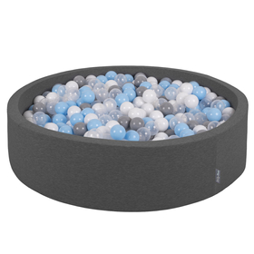 KiddyMoon Soft Ball Pit Round  7Cm /  2.75In For Kids, Foam Ball Pool Baby Playballs Children, Certified  Made In The EU, Dark Grey: Grey/ White/ Transparent/ Babyblue
