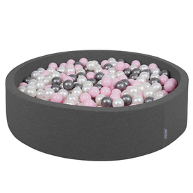 KiddyMoon Soft Ball Pit Round  7Cm /  2.75In For Kids, Foam Ball Pool Baby Playballs Children, Certified  Made In The EU, Dark Grey: Pearl-Powder Pink-Silver