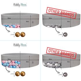 KiddyMoon Soft Ball Pit Round  7Cm /  2.75In For Kids, Foam Ball Pool Baby Playballs Children, Certified  Made In The EU, Dark Grey: Pearl-Powder Pink-Silver