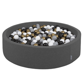 KiddyMoon Soft Ball Pit Round  7Cm /  2.75In For Kids, Foam Ball Pool Baby Playballs Children, Certified  Made In The EU, Dark Grey: White-Grey-Black-Gold
