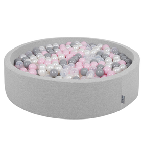 KiddyMoon Soft Ball Pit Round  7Cm /  2.75In For Kids, Foam Ball Pool Baby Playballs Children, Certified  Made In The EU, Light Grey: Pearl-Grey-Transparent-Powder Pink