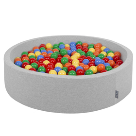 KiddyMoon Soft Ball Pit Round  7Cm /  2.75In For Kids, Foam Ball Pool Baby Playballs Children, Certified  Made In The EU, Light Grey: Yellow-Green-Blue-Red-Orange