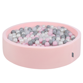 KiddyMoon Soft Ball Pit Round  7Cm /  2.75In For Kids, Foam Ball Pool Baby Playballs Children, Certified  Made In The EU, Pink: Pearl-Grey-Transparent-Powder Pink