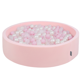 KiddyMoon Soft Ball Pit Round  7Cm /  2.75In For Kids, Foam Ball Pool Baby Playballs Children, Certified  Made In The EU, Pink: Powder Pink-Pearl-Transparent