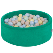 KiddyMoon Soft Ball Pit Round 7cm /  2.75In for Kids, Foam Velvet Ball Pool Baby Playballs, Agave Green: Pastel Beige/ Pastel Blue/ Pastel Yellow/ Mint