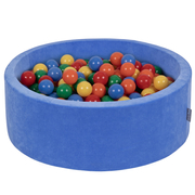 KiddyMoon Soft Ball Pit Round 7cm /  2.75In for Kids, Foam Velvet Ball Pool Baby Playballs, Blueberry Blue: Yellow/ Green/ Blue/ Red/ Orange