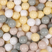 KiddyMoon Soft Ball Pit Round 7cm /  2.75In for Kids, Foam Velvet Ball Pool Baby Playballs, Made In The EU, Desert Pink: Pastel Beige/ Greengrey/ Pastel Yellow/ White