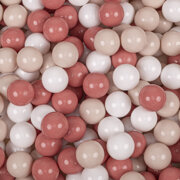KiddyMoon Soft Ball Pit Round 7cm /  2.75In for Kids, Foam Velvet Ball Pool Baby Playballs, Made In The EU, Desert Pink: Pastel Beige/ Salmon Pink/ White