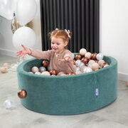 KiddyMoon Soft Ball Pit Round 7cm /  2.75In for Kids, Foam Velvet Ball Pool Baby Playballs, Made In The EU, Forest Green: Dark Turquoise/ Pastel Beige/ Copper