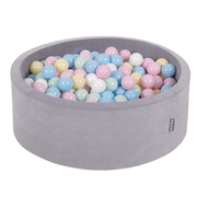 KiddyMoon Soft Ball Pit Round 7cm /  2.75In for Kids, Foam Velvet Ball Pool Baby Playballs, Made In The EU, Grey Mountains:  Pastel Yellow/ White/ Mint/ Babyblue/ Powder Pink
