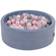 KiddyMoon Soft Ball Pit Round 7cm /  2.75In for Kids, Foam Velvet Ball Pool Baby Playballs, Made In The EU, Ice Blue: Pearl./ Grey/ Transparent/ Powder Pink