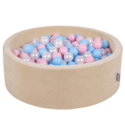 KiddyMoon Soft Ball Pit Round 7cm /  2.75In for Kids, Foam Velvet Ball Pool Baby Playballs, Sand Beige: Babyblue/ Light Pink/ Pearl