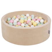 KiddyMoon Soft Ball Pit Round 7cm /  2.75In for Kids, Foam Velvet Ball Pool Baby Playballs, Sand Beige: Pastel Beige/ Pastel Yellow/ White/ Mint/ Light Pink