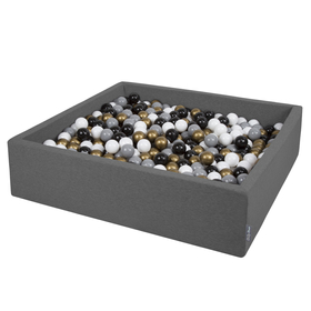 KiddyMoon Soft Ball Pit Square  7Cm /  2.75In For Kids, Foam Ball Pool Baby Playballs Children, Certified  Made In The EU, Dark Grey: White-Grey-Black-Gold