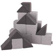 KiddyMoon Soft Foam Cubes Building Blocks 14cm for Children Multifunctional Foam Construction Montessori Toy for Babies, Certified Made in The EU, Mix:  Light Grey-Dark Grey