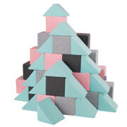 KiddyMoon Soft Foam Cubes Building Blocks 14cm for Children Multifunctional Foam Construction Montessori Toy for Babies, Certified Made in The EU, Mix:  Light Grey-Dark Grey-Pink-Mint