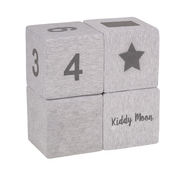 KiddyMoon Soft Foam Cubes Building Blocks 14cm for Children Multifunctional Foam Construction Montessori Toy for Babies, Certified Made in The EU, Mix:  Light Grey-Print